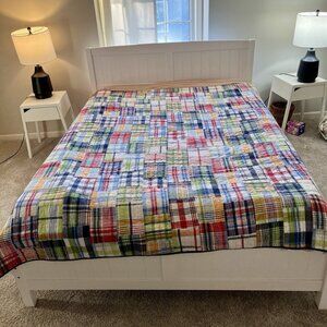 Pottery Barn Kids Madras Plaid Patchwork Quilt Full/Queen Reversible 2011